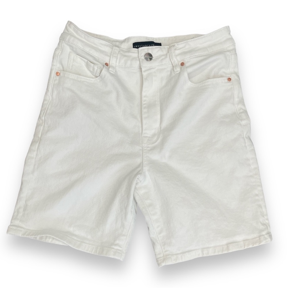Sanctuary White Denim High Waisted Shorts Size 28